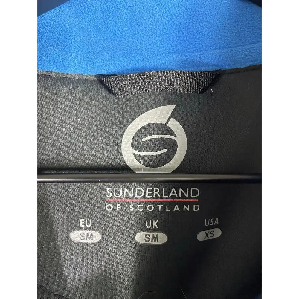 Sunderland of Scotland Royal Dornoch Golf Jacket Black Blue Bonded Fleece XS‎